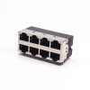 Multi Port RJ45 2x4 Port Shielded Jack Through Hole without LED