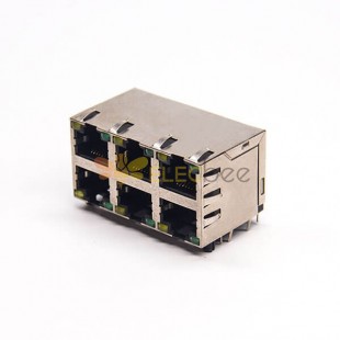 Prises RJ45 multiples 2x3 ports avec réseau Ethernet EMI avec trou traversant LED 5pcs