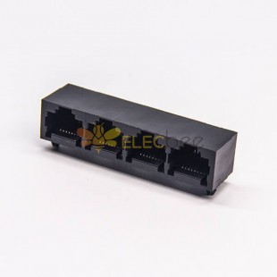 Porta RJ45 4 tipi di porta 90 gradi Plastica nera non schermata senza LED 20 pz