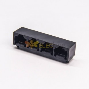 Port RJ45 4 Port Typen 90 Grad Kunststoff Schwarz ungeschirmt ohne LED