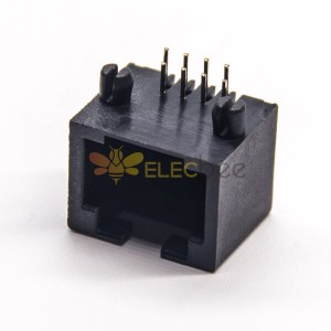 RJ45 Coupler Schwarz ungeschirmt Sockel 8p8c Rechtswinkel durch Loch für PCB Mount