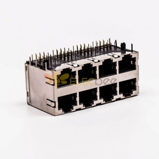 RJ45 이중 암 커넥터 8 포트 2*4 LED 없음 및 PCB 20개용 실드 포함