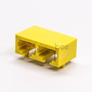 RJ45 Dual Coupler 8P8C Yellow Plastic Shell Network Connector Right Angled Unshielded