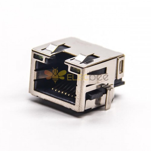 RJ45 Female 8p8c 90 Degree Offset Through Hole PCB Mount with LED EMI Shielded 20pcs