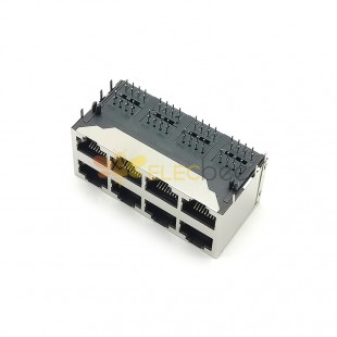 RJ45 Female PCB Connector 2*4 8 Port RJ45 Double Row with Shield and Without LED