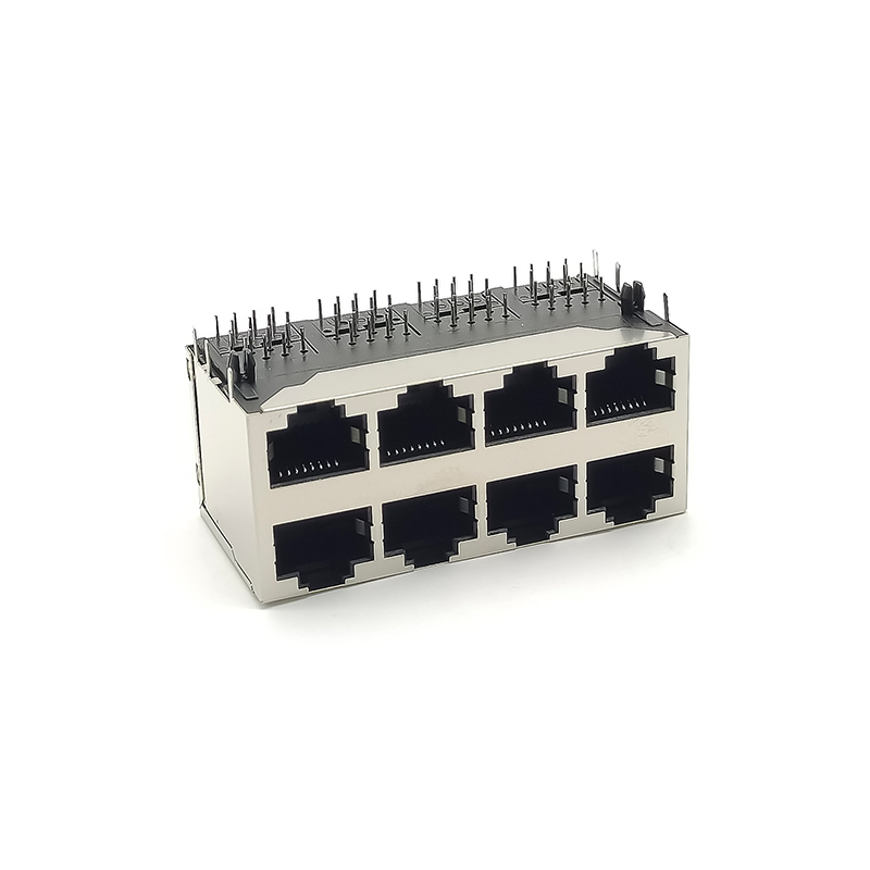 RJ45 Female PCB Connector 2*4 8 Port RJ45 Double Row with Shield and Without LED