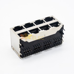 RJ45 Female PCB Connector 2*4 8 Port RJ45 Double Row with Shield and Without LED
