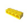 RJ45 PCB-Buchse 90 Grad 8P8C mit LED-Unshield-Anschluss 1*4 4 Ports weiblich gelb 20 Stück