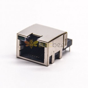 RJ45 Conector con blindaje de ángulo recto 8P8C a través del agujero para montaje en placa CI con LED