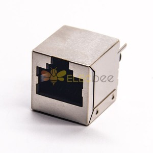 RJ45 Shielded Coupler 1*1 180 Degree DIP Type for PCB Mount Modular Connector