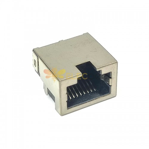 2pcs Single Port RJ45 Connector Jack Low Profile Stacked THT Without LED