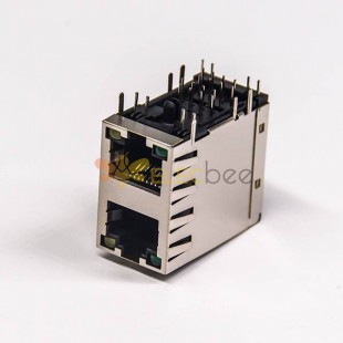 Stacked RJ45 2x1 Port 8p8c Ethernet Network Connector avec LED DIP Type