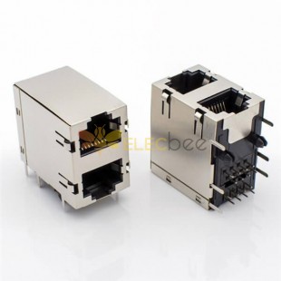 Conector RJ45 de doble capa 8P8C Shield Jack Socket con metralla sin Led 20 piezas