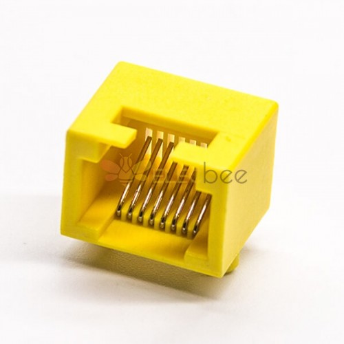 Connecteur RJ45 jaune à 90 degrés DIP 8p8c pour montage sur circuit imprimé sans LED 20pcs