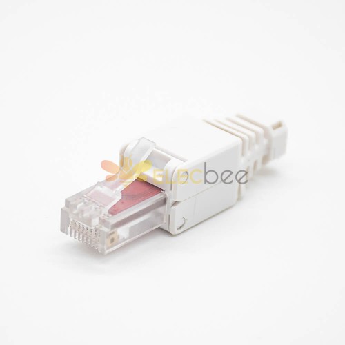 Connettore di rete bianco diritto a 8 pin con spina RJ45 senza attrezzi UTP Cat6