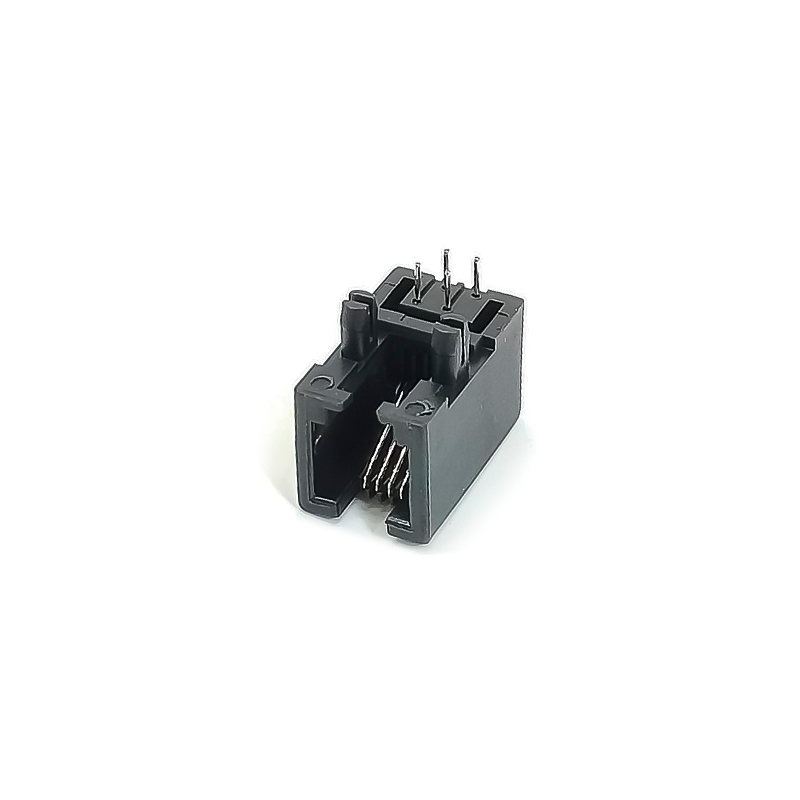 4P4C Modular Jack Unshielded RJ9 Connector Right Angled without LED