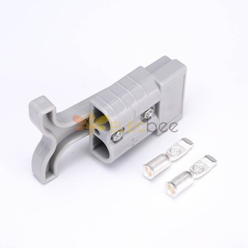 2 Way 600v 50amp Grey Housing Battery Power Cable Connector With Grey Plastic T Bar Handle 0409