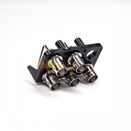 5 Holes BNC Connectors 90 Degree Female Through Hole for PCB Mount