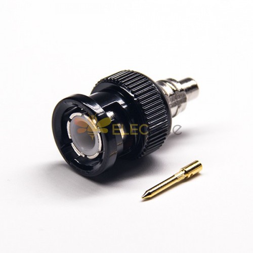 BNC Antenna Connector Straight Male Solder Type with Black Electrophoresis 75 Ohm