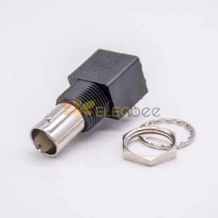 BNC Connector Auto Black Angled Jack for PCB 50 Ohm