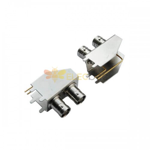 BNC Connector for CCTV Camera Angled Jack for PCB with Bracket 75 Ohm
