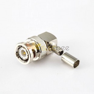 BNC Connecteur Male Right Angle Cable Mount Crimp For RG58/RG142