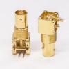 20 peças de conector BNC PCB montado em ângulo reto fêmea com furo passante folheado a ouro 75 Ohm