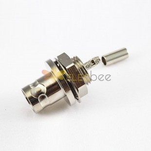 BNC Connector With Nut Rear Bulkhead Crimp for RG174/RG316 Female 180 Degree