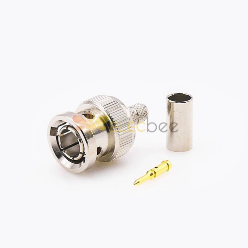 BNC Crimp Connector Male Straight Cable Mount For RG58/RG142 75 Ohm
