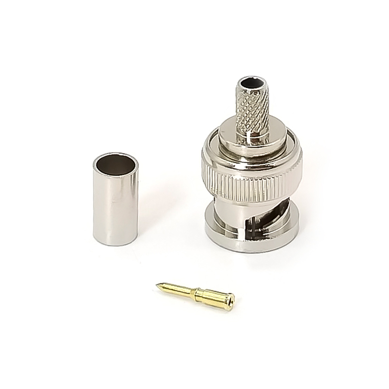 BNC Male Connector 180 Degree Plug Crimp Type for RG58 Coaxial Cable