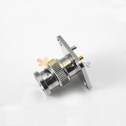 BNC Connector Male Straight 4 Hole Flange Mount for PCB