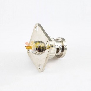 Cable BNC Ground Connector Male Straight 4 Hole Flange Panel Mount Solder Type for Cable 50 Ohm