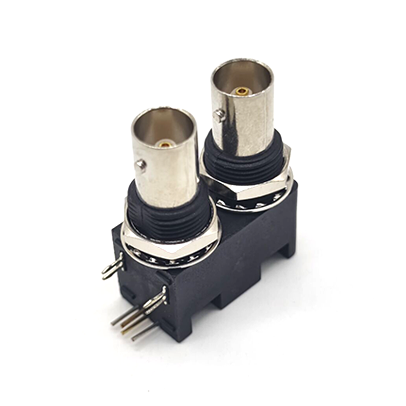 Coaxial to BNC Connector Dual Female Angled for PCB Mount 75 Ohm
