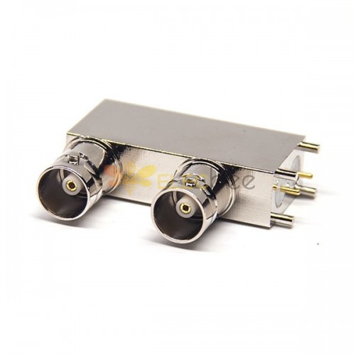 20 Stück Dual-BNC-Stecker, weiblich, 90-Grad-Durchgangsloch für Leiterplatten 50 Ohm