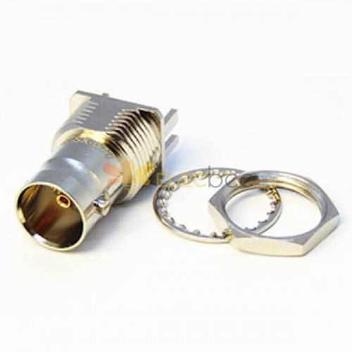 Nickel Plating BNC Connector 180°Female for PCB 2.1mm Margin Surface Mounting 50 Ohm