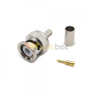 RG58/RG142 conector BNC macho reto tipo crimpagem