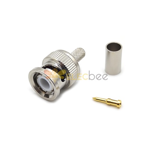 RG58/RG142 conector BNC macho reto tipo crimpagem