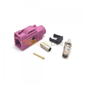 Conectores automotivos Fakra Solda de crimpagem H fêmea urze violeta rosa para cabo RG316 RG174