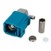 Fakra Blue ConnectoRFakra Z Feminino Ângulo Direito Água Azul Crimp Conector para RG174 RG316 Cabo