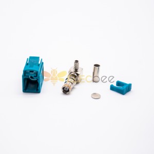 Fakra Blue ConnectoRFakra Z Buchse Rechtwinkl Wasser blau Crimp Stecker für RG174 RG316 Kabel