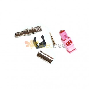 粉紅色Fakra H型直公長體壓接式適用於RG142/RG223線