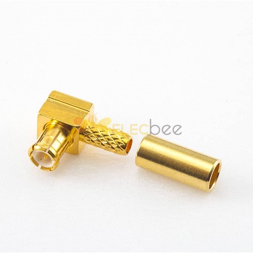 MCX Male Right Angle Crimp Connector Copper Gold-plated 50Ω 50 Ohm