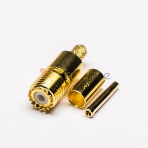 Mini UHF Conector Feminino Pin RF Coaxial Conector Crimp Tipo para RG58
