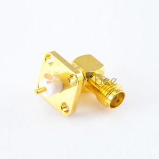 90 Degree SMA Connector Female Welding Plate for PCB 4 Holes Flange