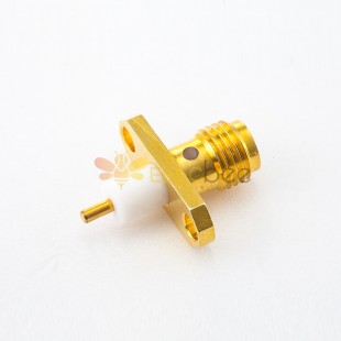 Conector pcb mount SMA feminino 180 graus placa de solda 2 furos flange