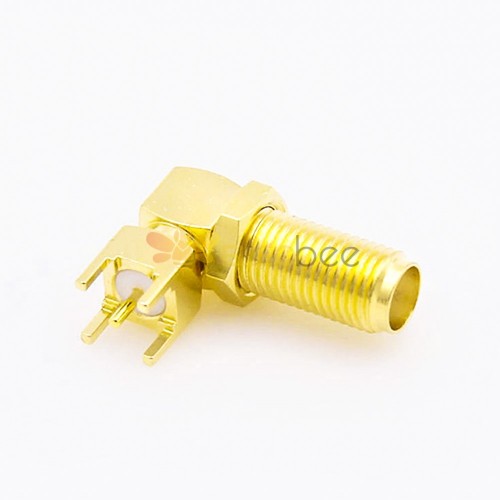 Right Angle SMA Female Connector Front Bulkhead Through Hole PCB Mount