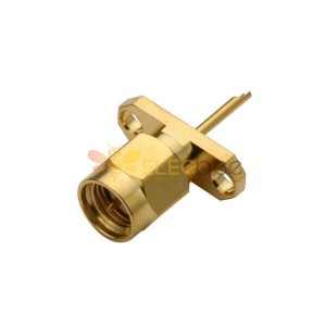 SMA 2-Hole Flange Straight Plug para painel de montagem