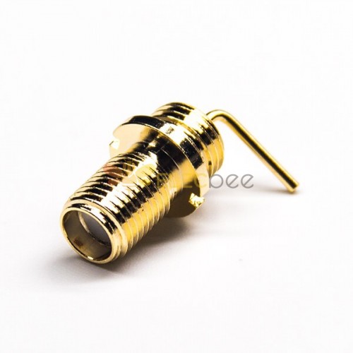 SMA 90 Degree Connector Female Rear Bulkhead Through Hole Gold Plating