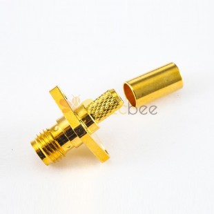 Conector SMA hembra 180 grados montaje en panel 4 agujeros flange Crimp para SYV50-2