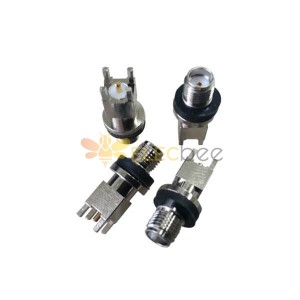 SMA Conector Feminino para PCB 180 Grau com EMI Juntas Nickel Plated